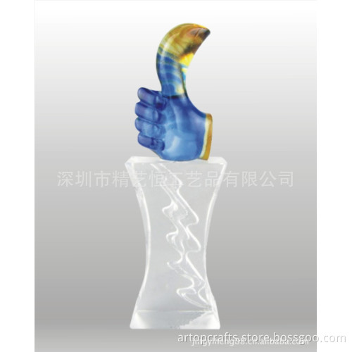 Thumb shape awards / liuli trophy / liuli thumb model trophy on sale